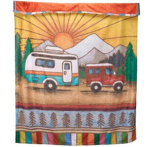 New Happy Camper Throw Blanket and Hand Towel